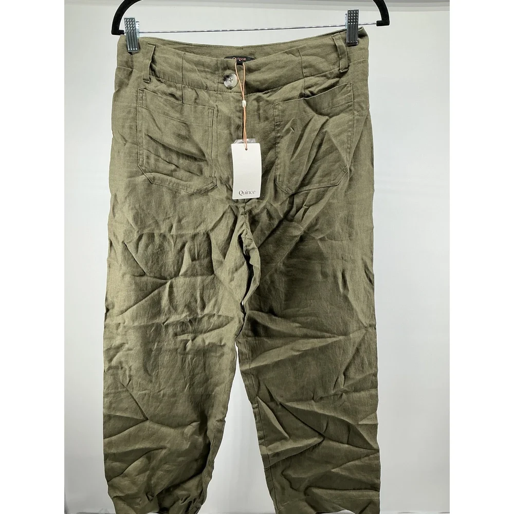 100% European Linen Patch Pocket Wide Leg Pants
